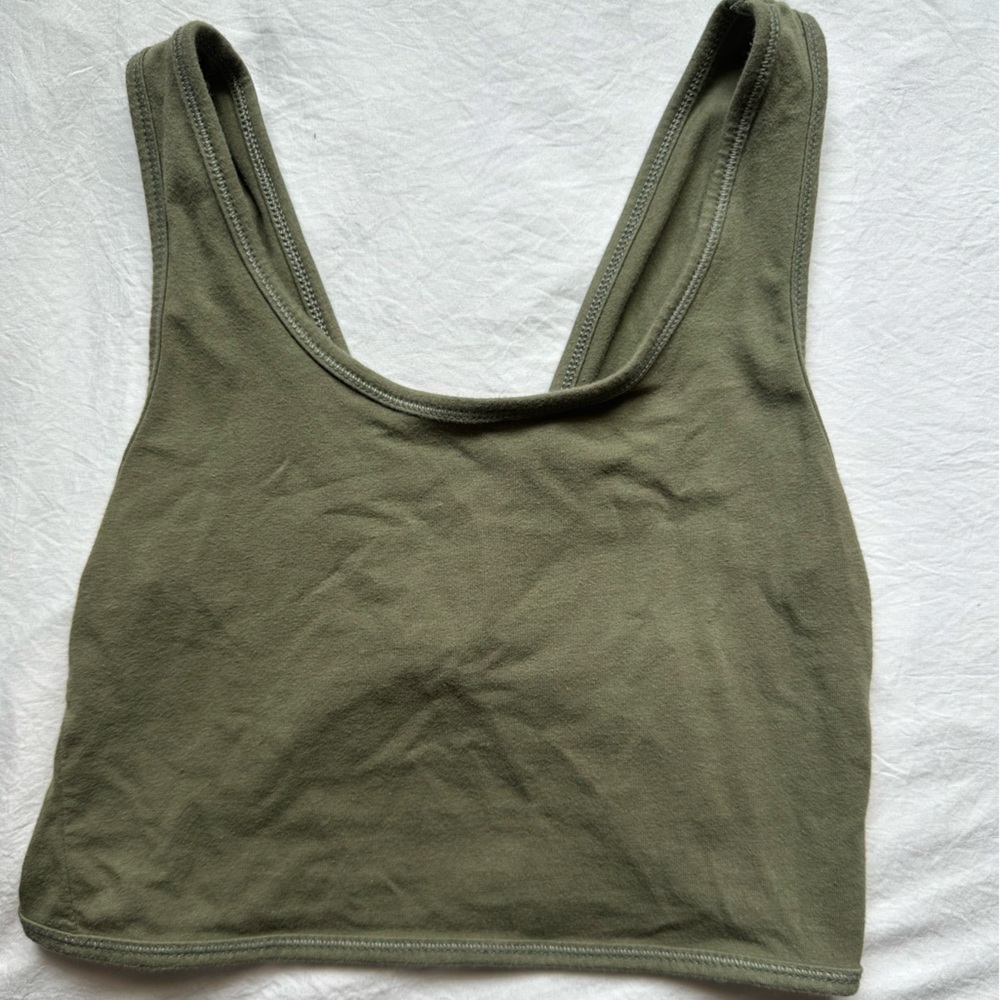 American Eagle Olive Green Crop Top with Twisted back